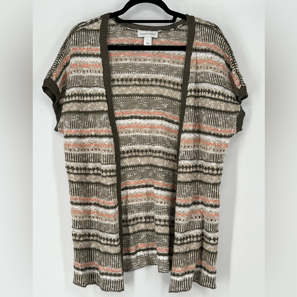 CHRISTOPHER & BANKS SHORT SLEEVE LIGHT WEIGHT‎ KNIT CARDIGAN PERFECT TO LAYER
